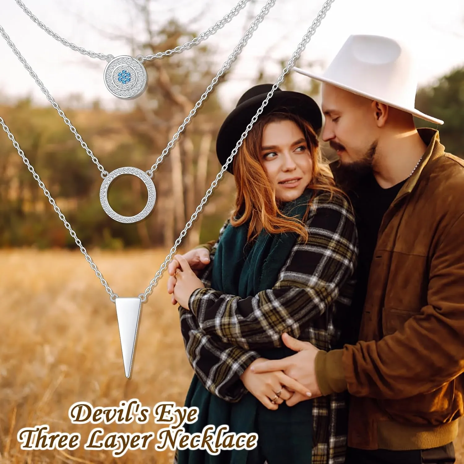 Layered Necklaces for Women S925 Sterling Silver Chokers Necklace for Women Circle/Heart/Double Circle/Cross/Star/Evil Eye Necklace Handmade Bead Necklace Adjustable