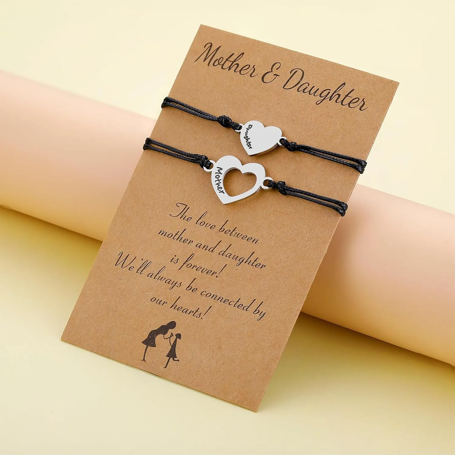 Lcbulu Mothers Day Gifts - Mother Daughter Bracelets Jewelry Birthday Gifts for Mom Mothers Day Gift from Daughter Matching Heart Bracelet Set of 2