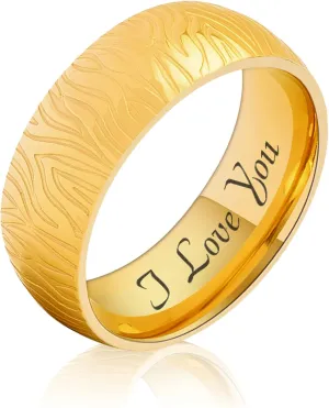 LerchPhi Gold Promise Rings for Couples, Fingerprint Pattern Titanium Promise Rings Set or Him and Her, Custom Engraving Mens Wedding Band and Engagement Rings for Women