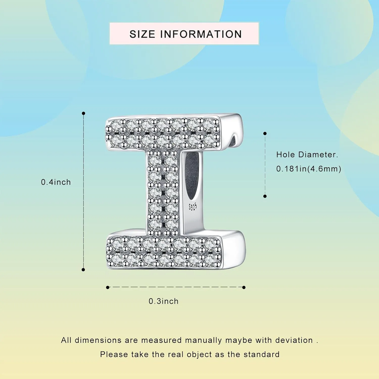 Letter Charms Fits Pandora Bracelets S925 Sterling Silver Initial Charms for Bracelets Alphabet A-Z Letters Bead Bracelets Necklace Pendent with Cubic Zirconia for Women Birthday Ceremony DIY Jewelry