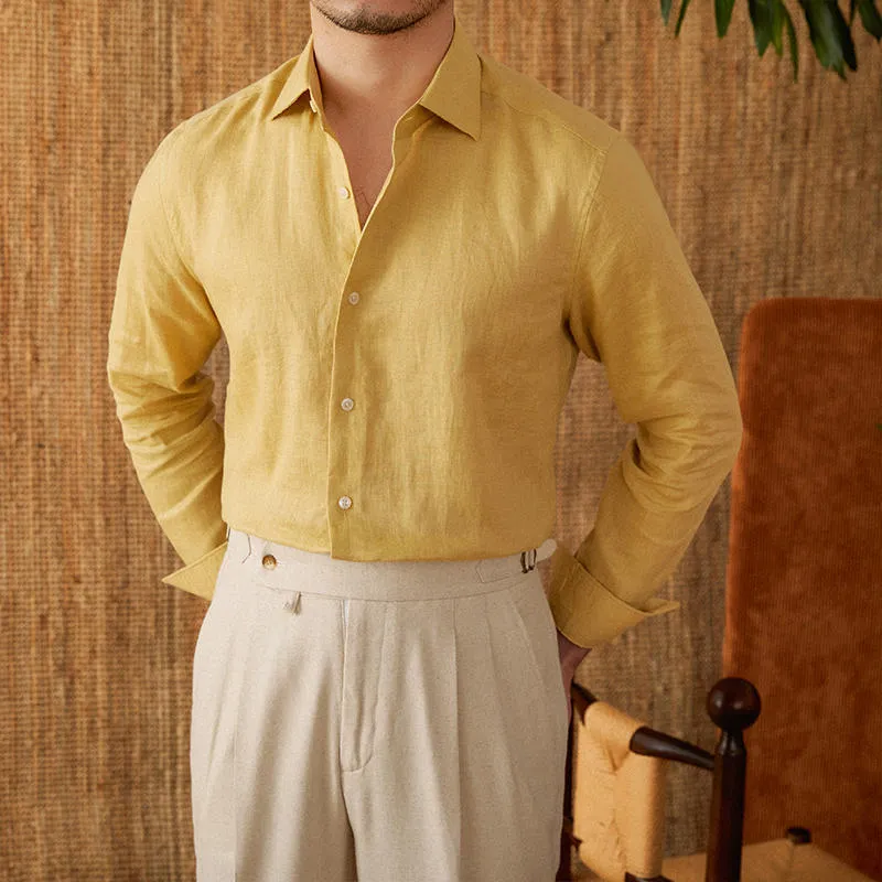 Linen Italian Long Sleeve Casual Shirt
