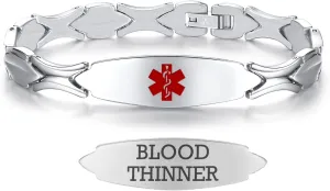 LinnaLove 7 1/2 inch Medical Alert Bracelets for women Stainless Steel Fashion Medical Bracelets Personalized Engraving