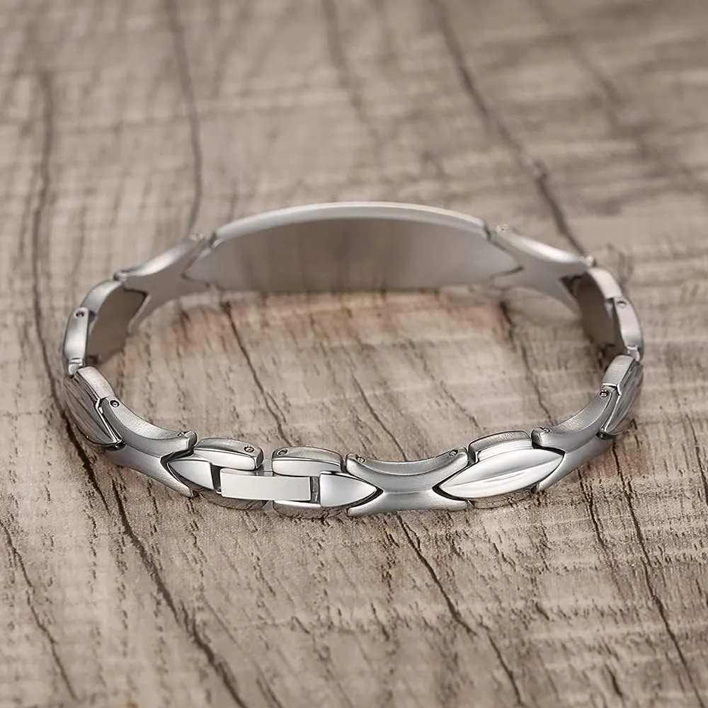 LinnaLove 7 1/2 inch Medical Alert Bracelets for women Stainless Steel Fashion Medical Bracelets Personalized Engraving