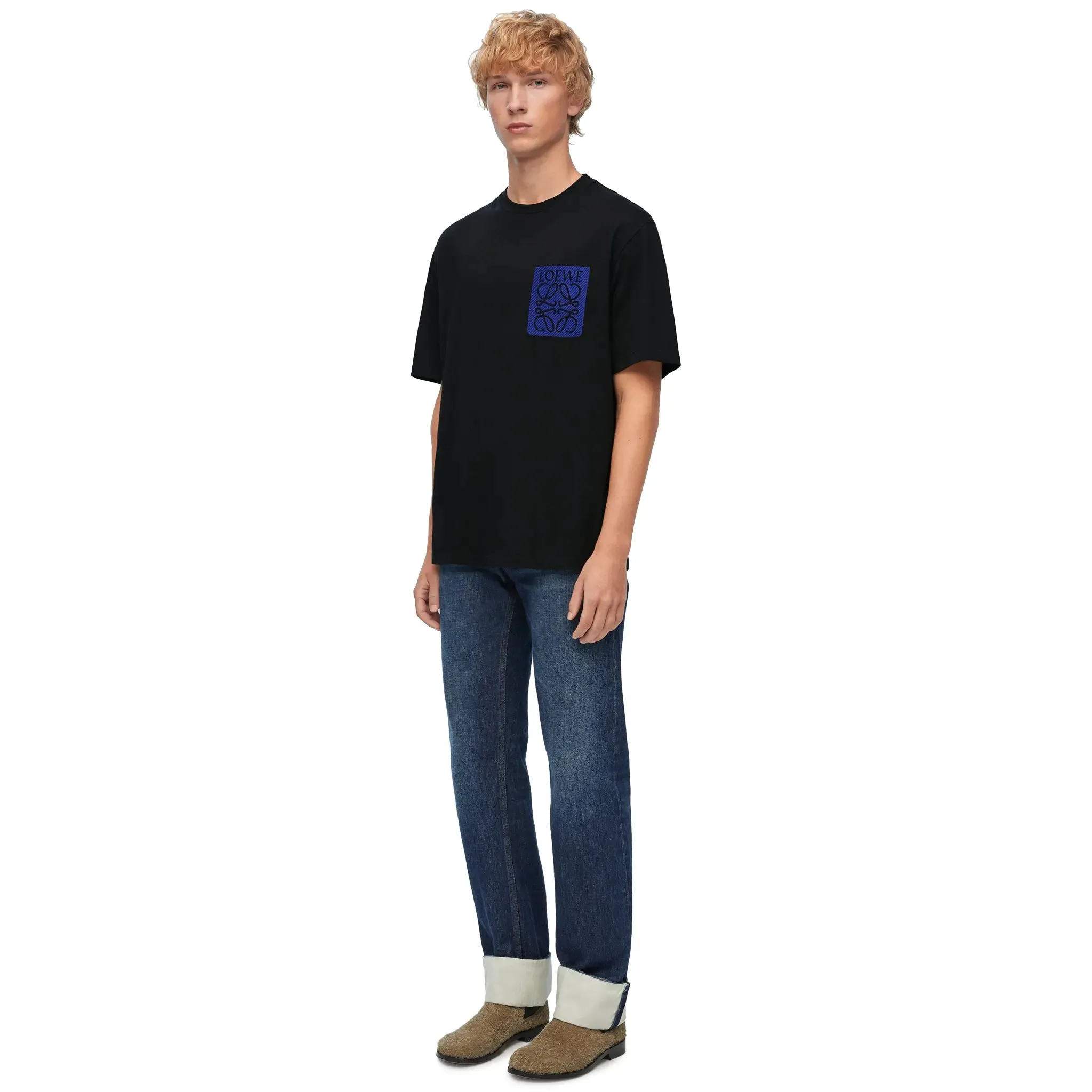 Loewe Anagram Fake Pocket Black Blue T Shirt