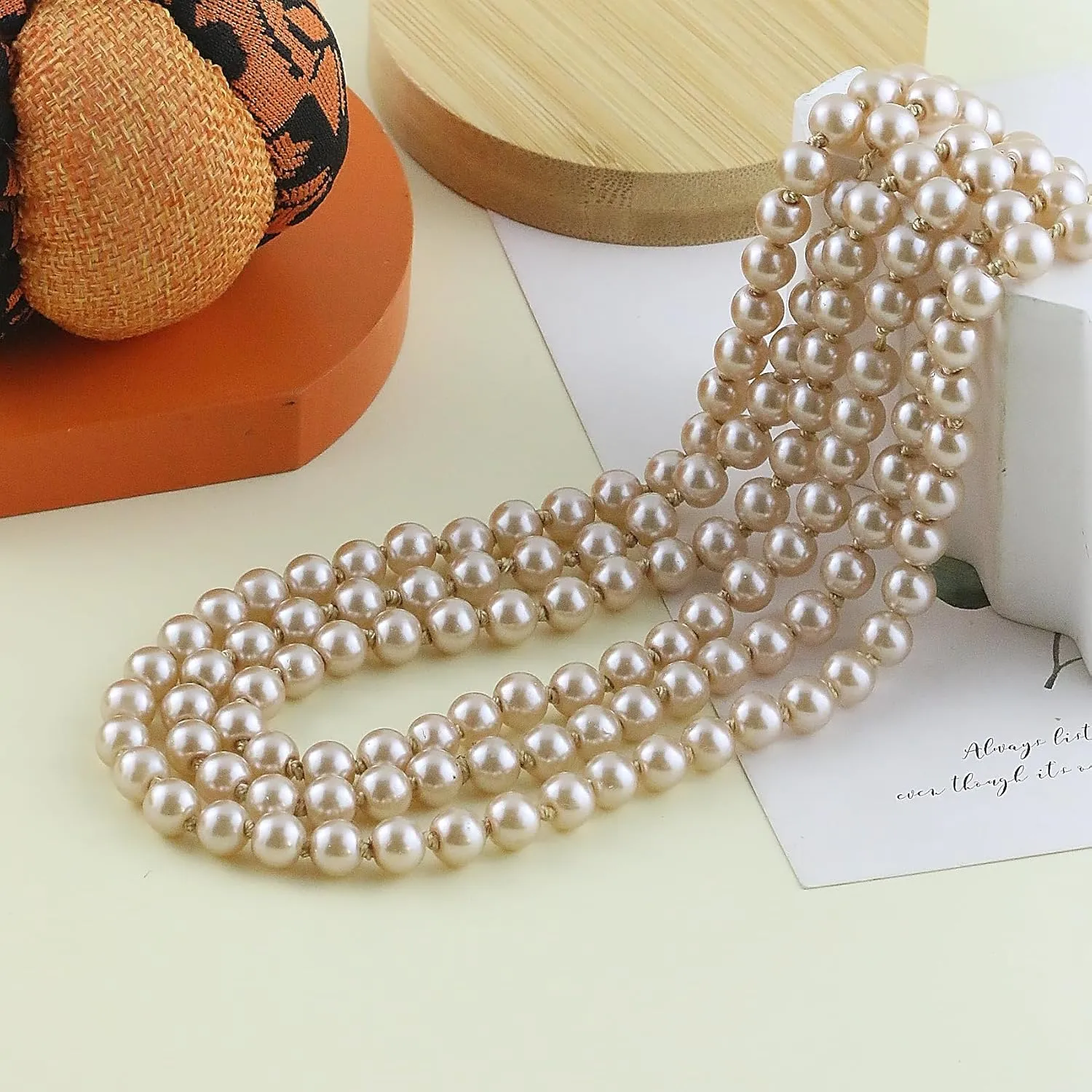 Long Pearl Necklaces for Women Faux Pearl Dangle Necklace Chunky Bead Layered Pearl Necklace Wedding Bridal 60" Pearl Necklace 1920s Gatsby Costume Jewelry