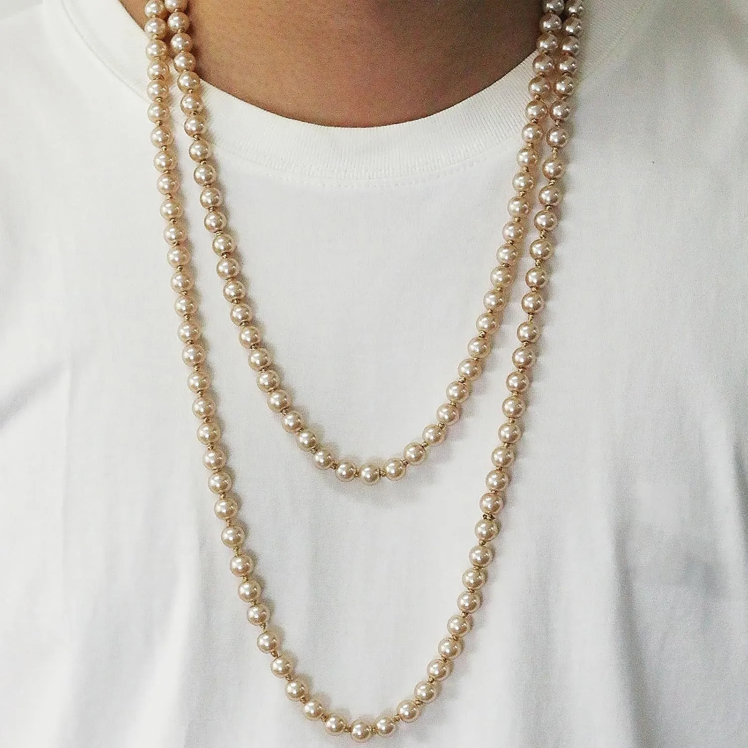 Long Pearl Necklaces for Women Faux Pearl Dangle Necklace Chunky Bead Layered Pearl Necklace Wedding Bridal 60" Pearl Necklace 1920s Gatsby Costume Jewelry