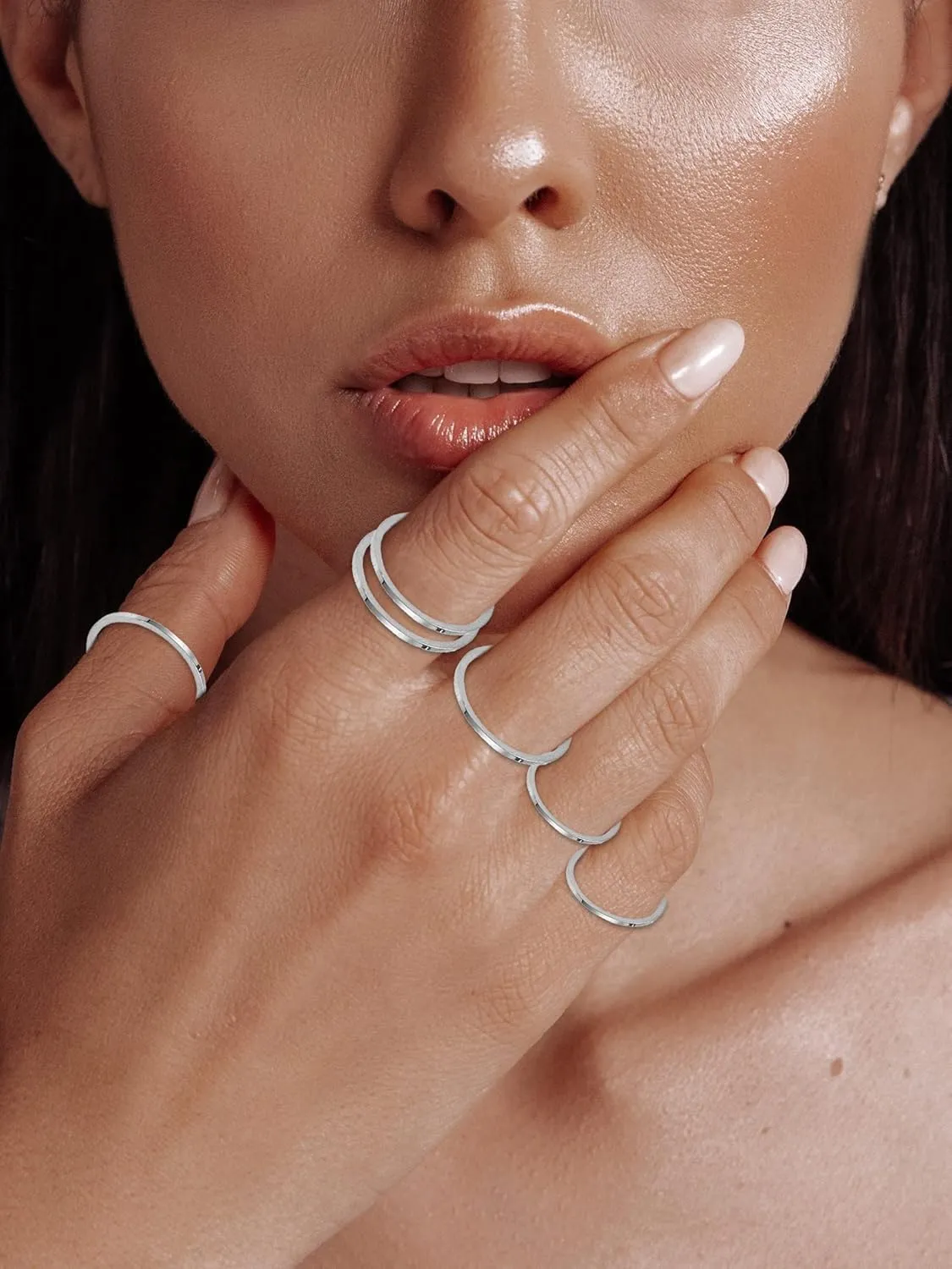Long tiantian Gold Rings for Women Non Tarnish Stocking Stuffers for Women Stackable Rings for Women Gifts Trendy Stuff Adjustable Rhinestone Knuckle Rings Set Jewelry Christmas Gifts
