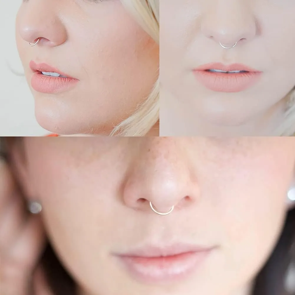 Longita Fake Piercings - Nose Ring, Eyebrow, Lip Ring, Labret Studs & More - Adhesive Face Jewelry