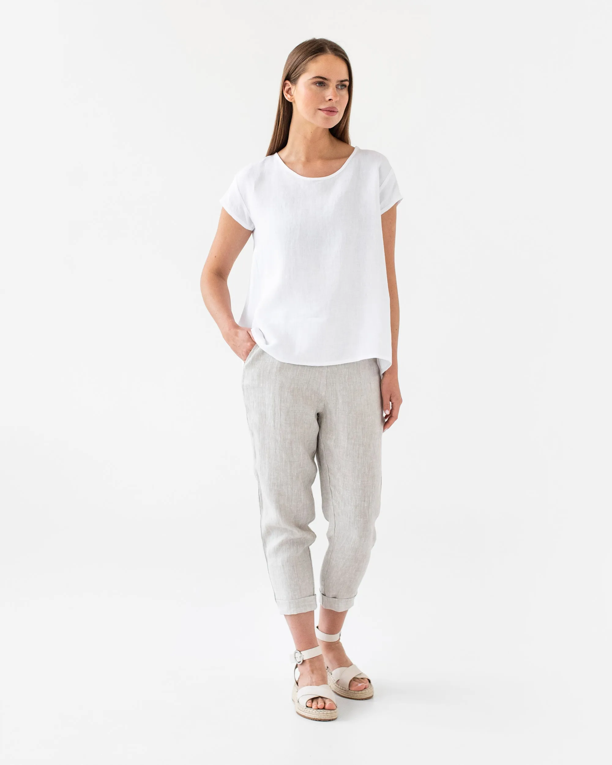 Loose fit linen top TAHOE in White