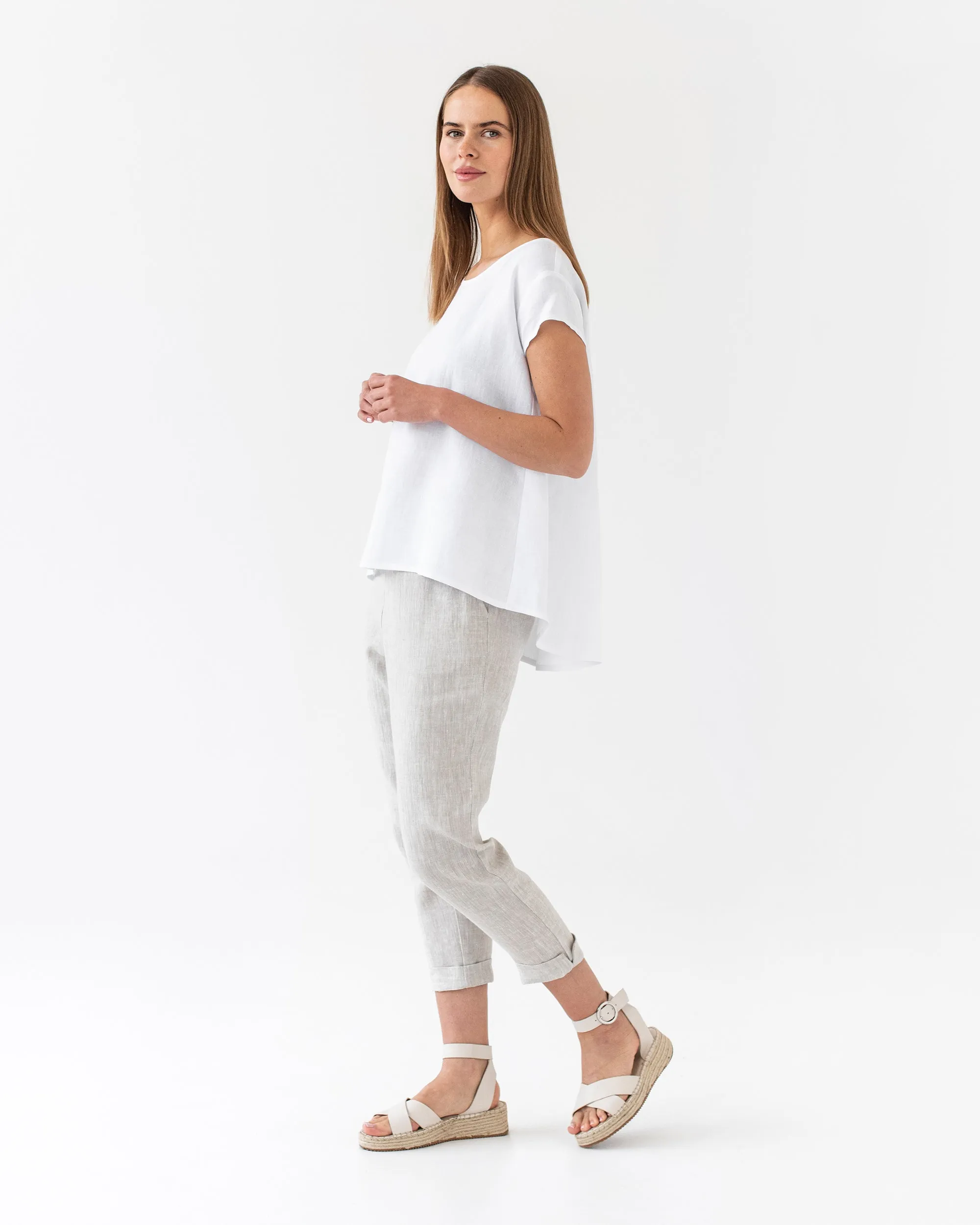 Loose fit linen top TAHOE in White