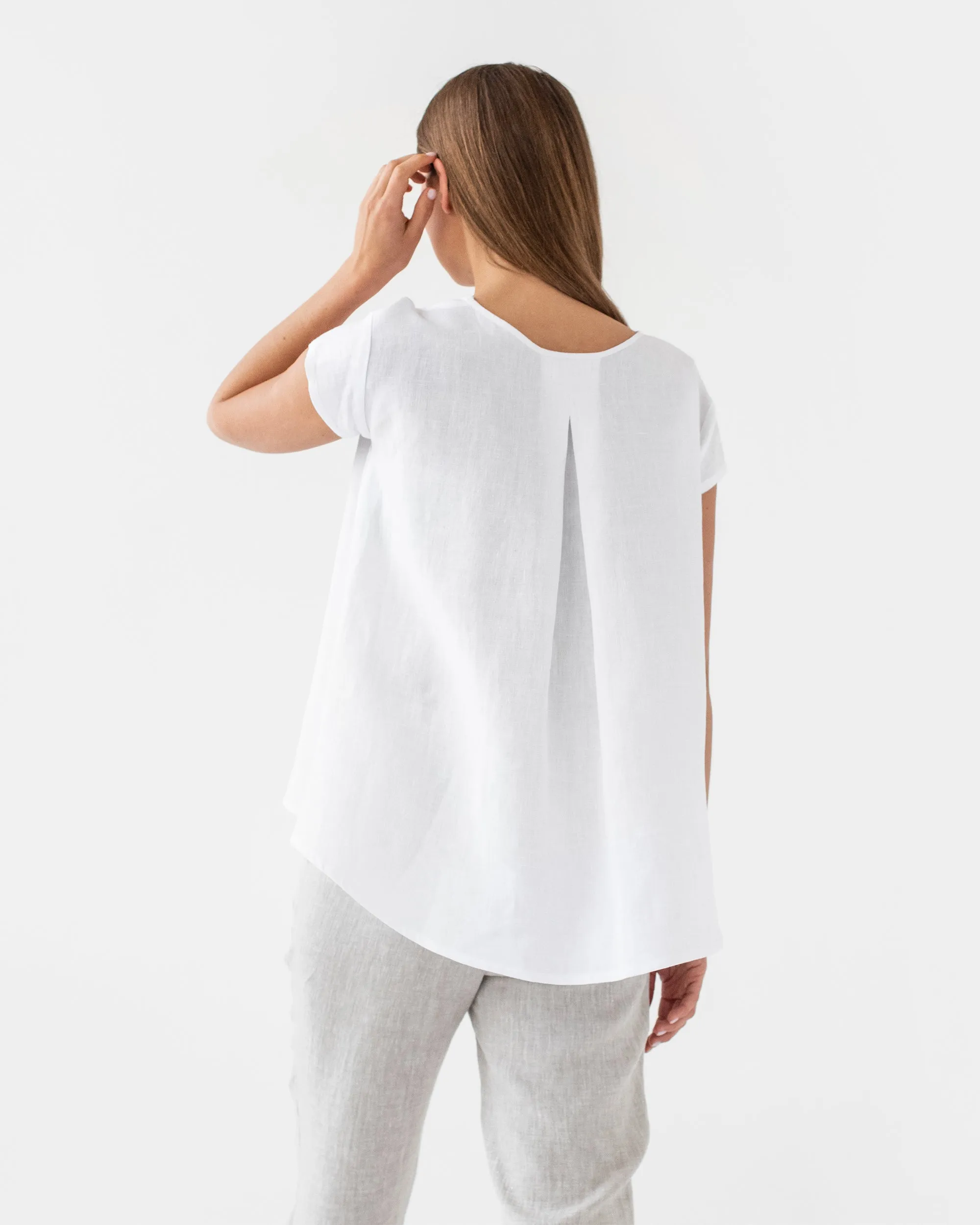 Loose fit linen top TAHOE in White