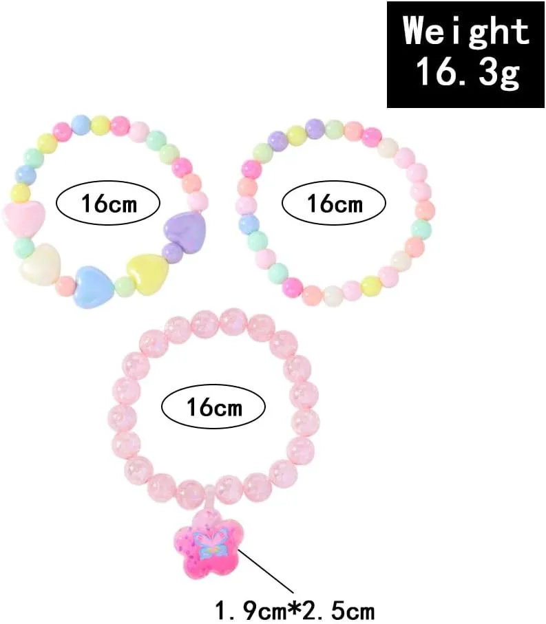 Lovely Rainbow Bracelets Beaded Bracelets Set for Beads Stretch Bracelet Y2k Bff Friendship Party Favors Pretend Play Birthday Holiday Gift