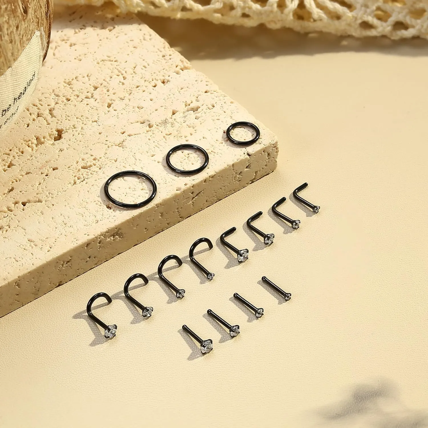 LOYALLOOK 15Pcs 20G 18G Nose Rings Studs 316L Surgical Steel Gold Nose Rings for Women Men Hypoallergenic Hinged Seamless Clicker Segment Nose Rings Hoops 6mm 8mm 10mm Helix Cartilage Tragus Conch Hoop Earrings 1.5mm-3mm Clear CZ