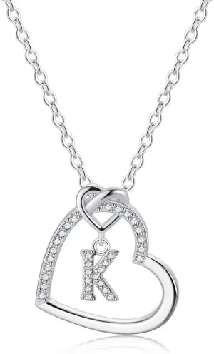 M MOOHAM Graduation Gifts - Heart Initial Necklaces for Girls Teen Women, 14K Gold Plated Cubic Zirconia Heart Pendant Necklace, Dainty Initial Heart Necklace Letter A to Z Jewelry for Women Girls