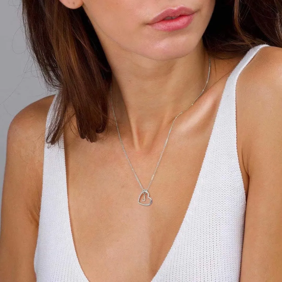 M MOOHAM Graduation Gifts - Heart Initial Necklaces for Girls Teen Women, 14K Gold Plated Cubic Zirconia Heart Pendant Necklace, Dainty Initial Heart Necklace Letter A to Z Jewelry for Women Girls