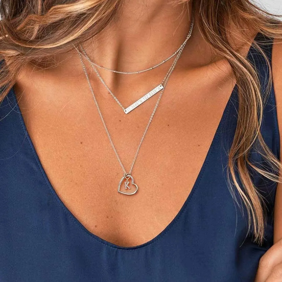 M MOOHAM Graduation Gifts - Heart Initial Necklaces for Girls Teen Women, 14K Gold Plated Cubic Zirconia Heart Pendant Necklace, Dainty Initial Heart Necklace Letter A to Z Jewelry for Women Girls