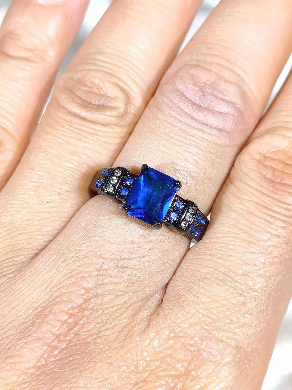 MASHAN Couple Rings Matching Rings His and Her Rings Blue CZ Women's Wedding Ring Wedding Band