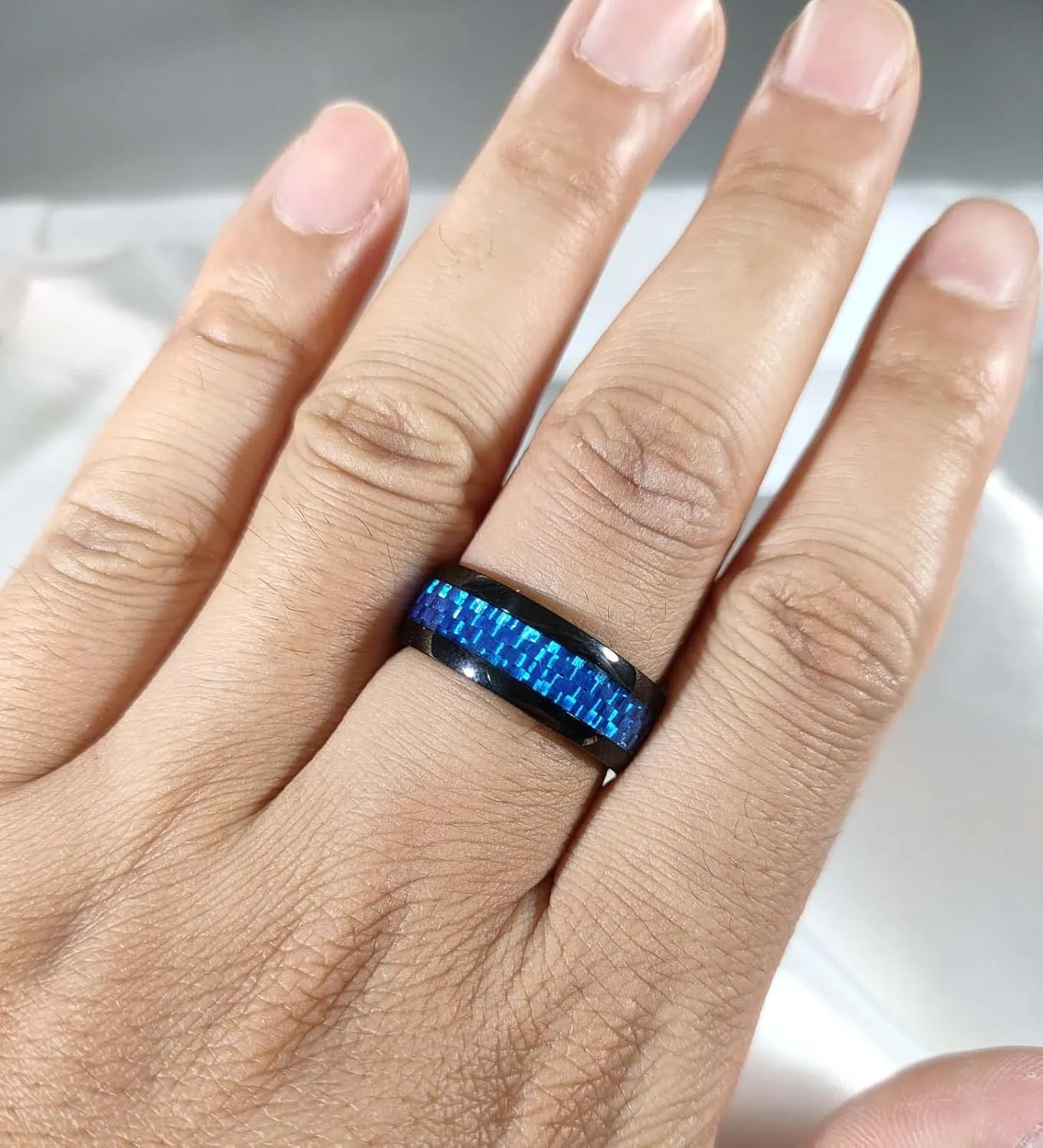 MASHAN Couple Rings Matching Rings His and Her Rings Blue CZ Women's Wedding Ring Wedding Band