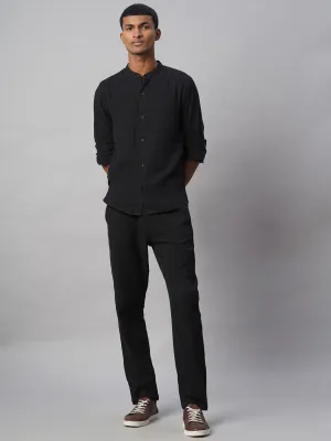 Men's Black 100% Cotton Loose Fit Shirt