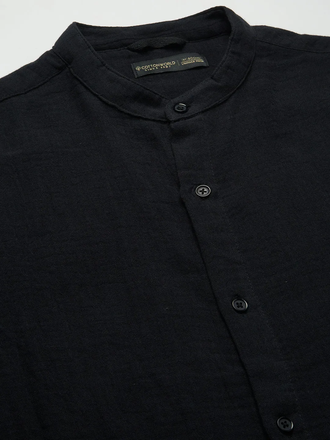Men's Black 100% Cotton Loose Fit Shirt