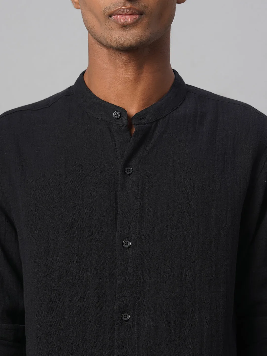 Men's Black 100% Cotton Loose Fit Shirt