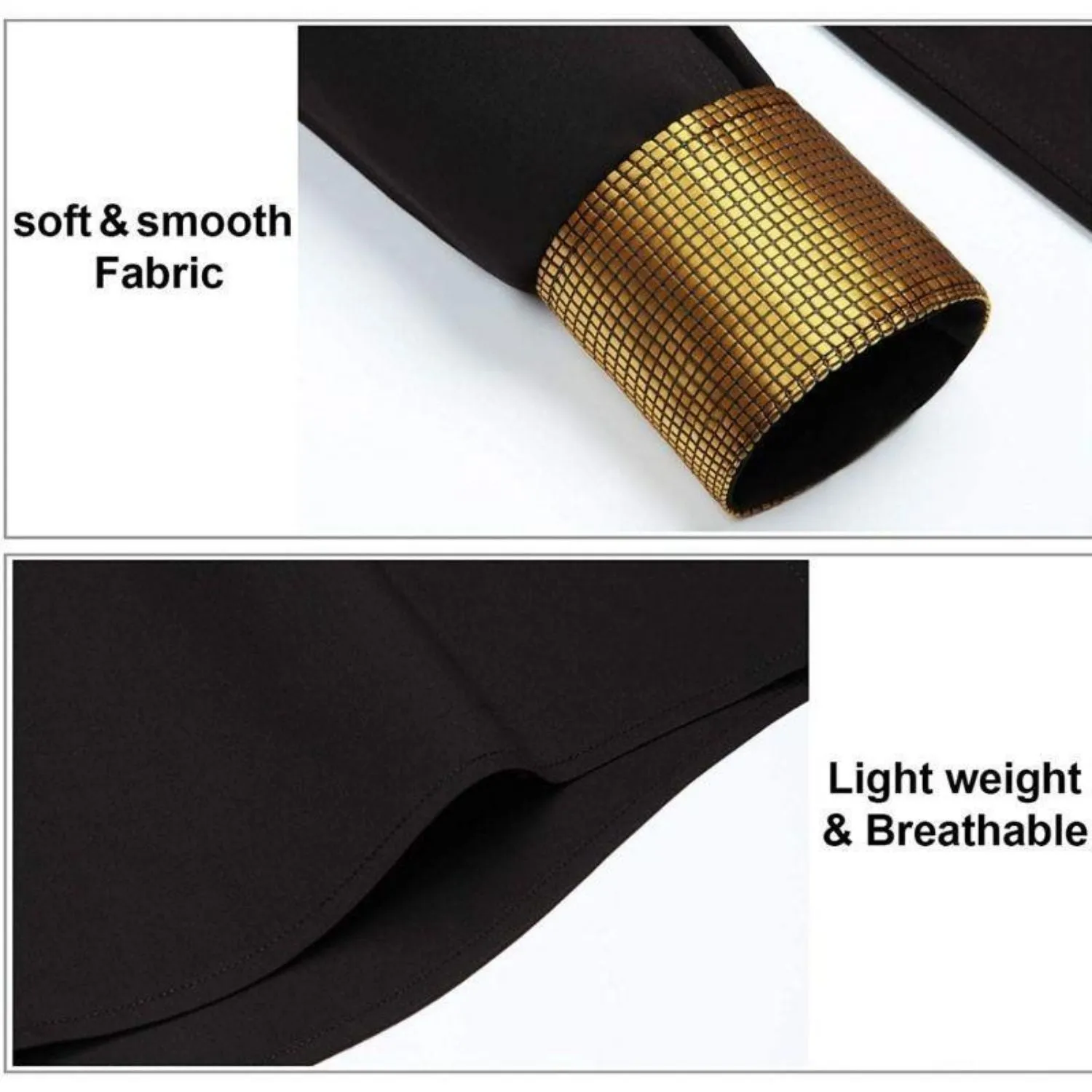 Men's Button Down Contrast Color Dress Shirt - BLACK & GOLD
