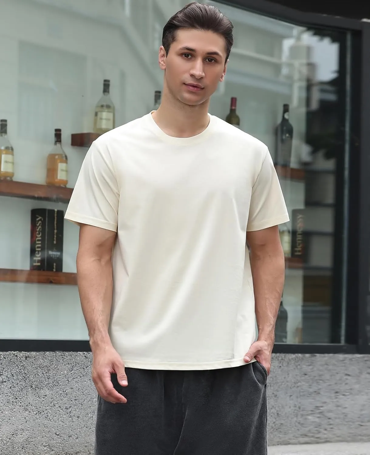 Men's Oversized T Shirts Lightweight Cooling Soft T-Shirt Short Sleeve Slick Casual Basic Crewneck Tee Shirt