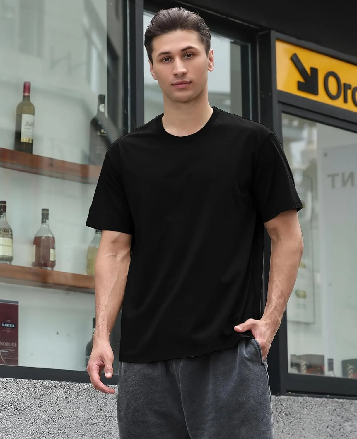 Men's Oversized T Shirts Lightweight Cooling Soft T-Shirt Short Sleeve Slick Casual Basic Crewneck Tee Shirt