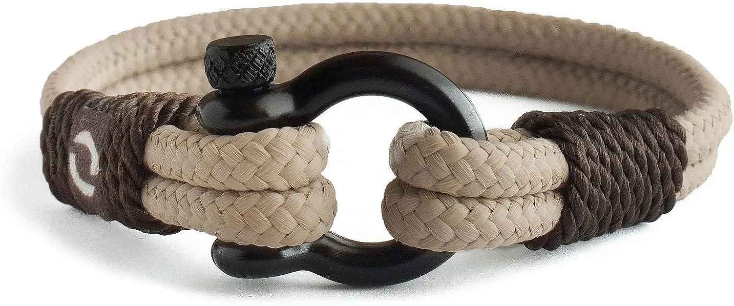 Mens Rope Bracelet - Stainless Steel Black Shackle, Extremely Durable and Scratch Resistant Waterproof Paracord, Handmade, Nautical Wristband for Men
