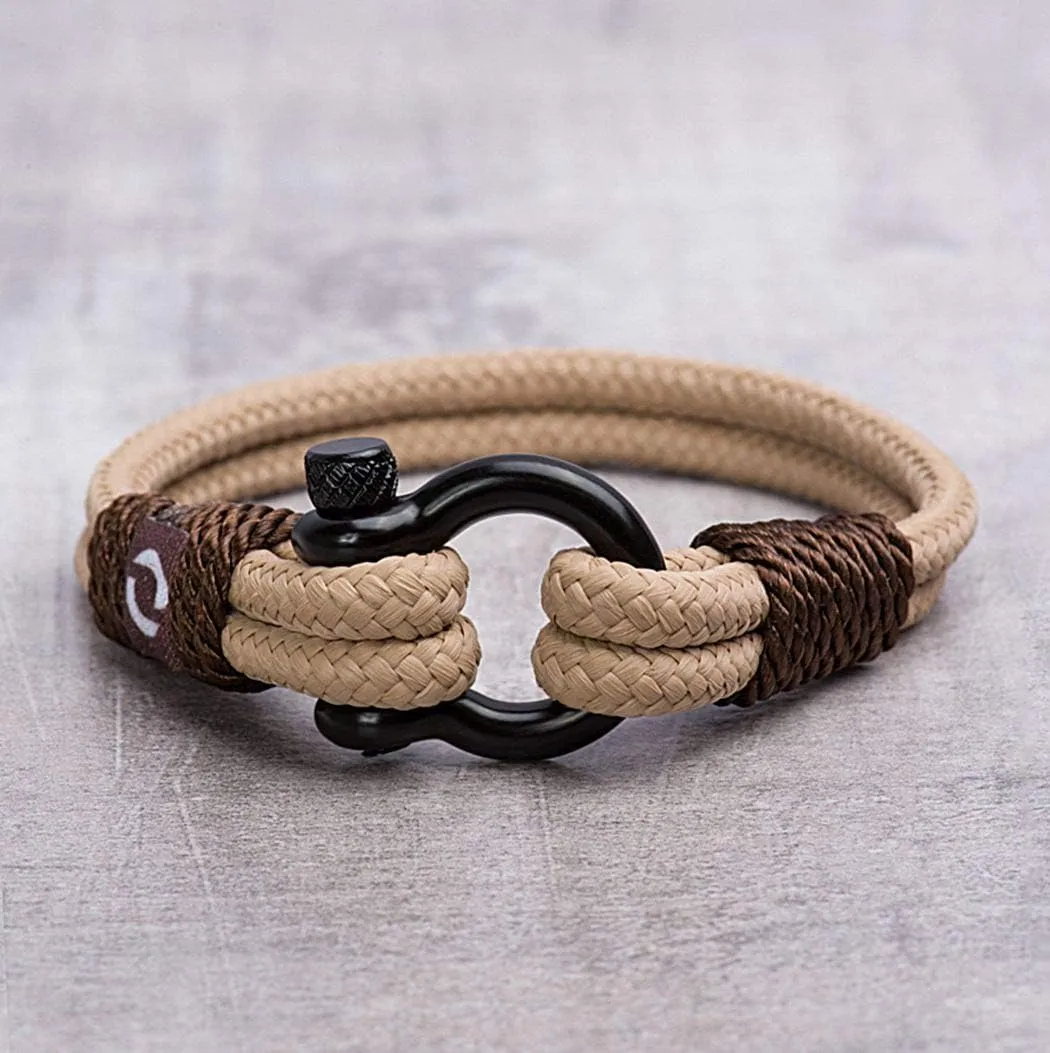 Mens Rope Bracelet - Stainless Steel Black Shackle, Extremely Durable and Scratch Resistant Waterproof Paracord, Handmade, Nautical Wristband for Men