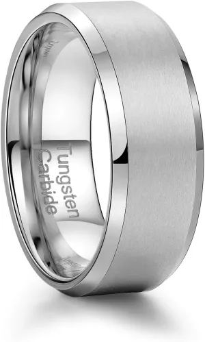 Men's Wedding Rings, Men's Tungsten Rings, 6mm and 8mm, Comfort Matte Men's Wedding Rings, Comfort Fit