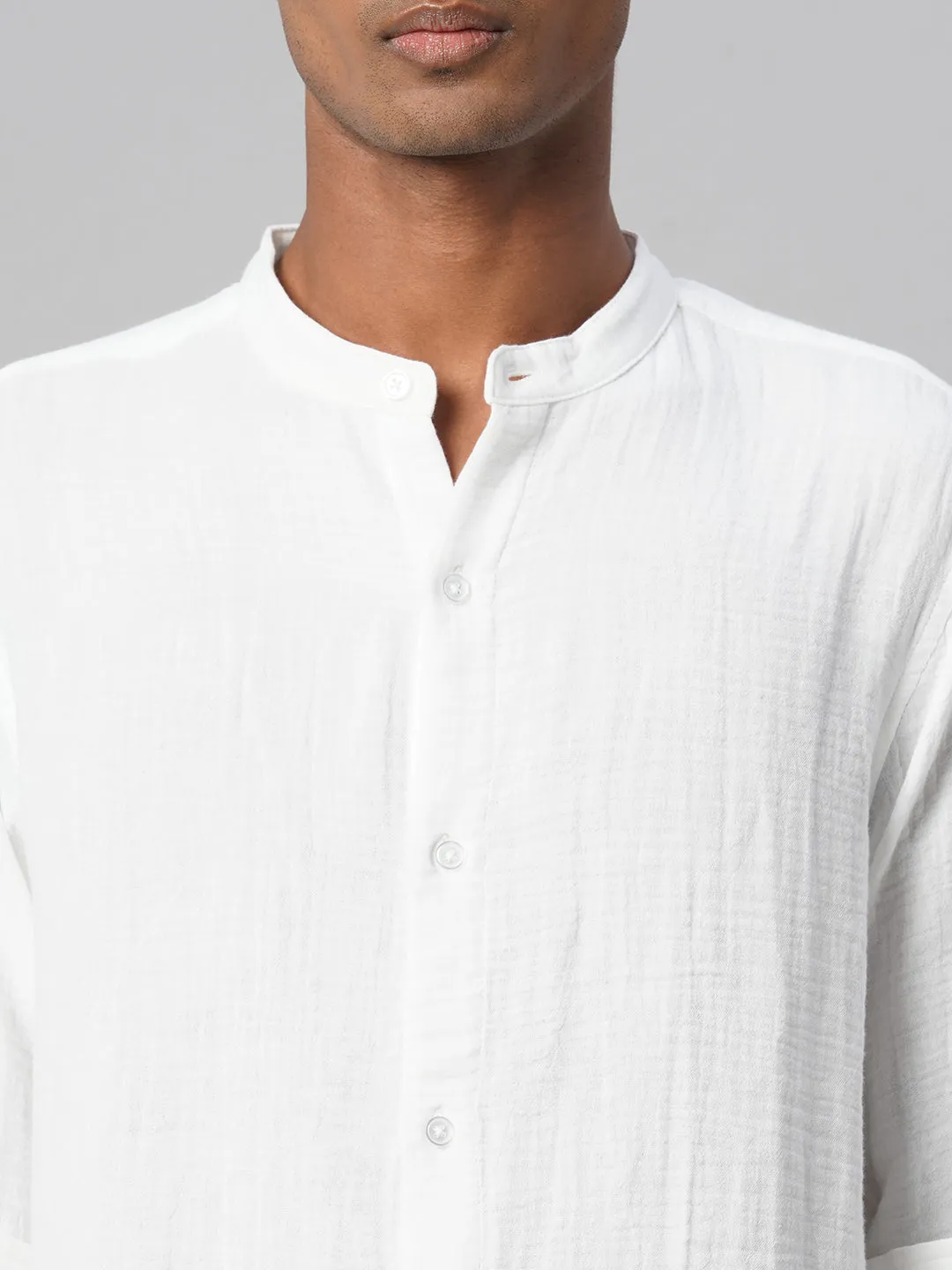 Men's White 100% Cotton Loose Fit Shirt