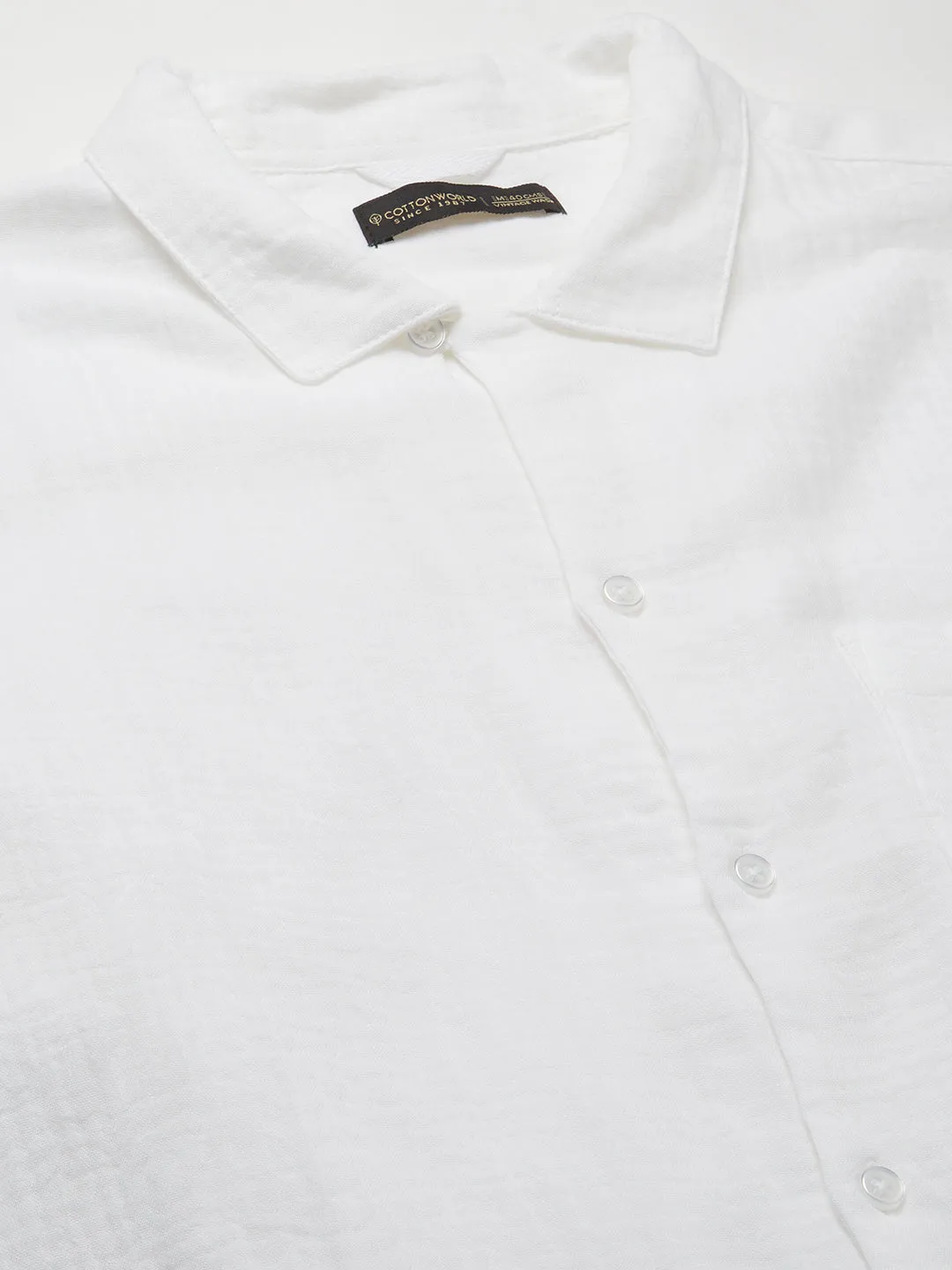 Men's White 100% Cotton Loose Fit Shirt