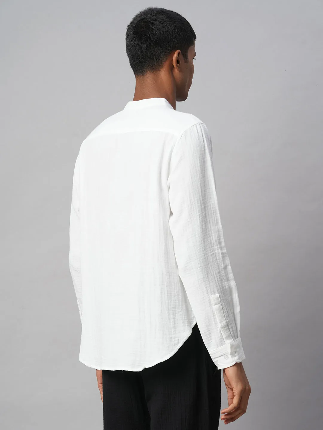 Men's White 100% Cotton Loose Fit Shirt