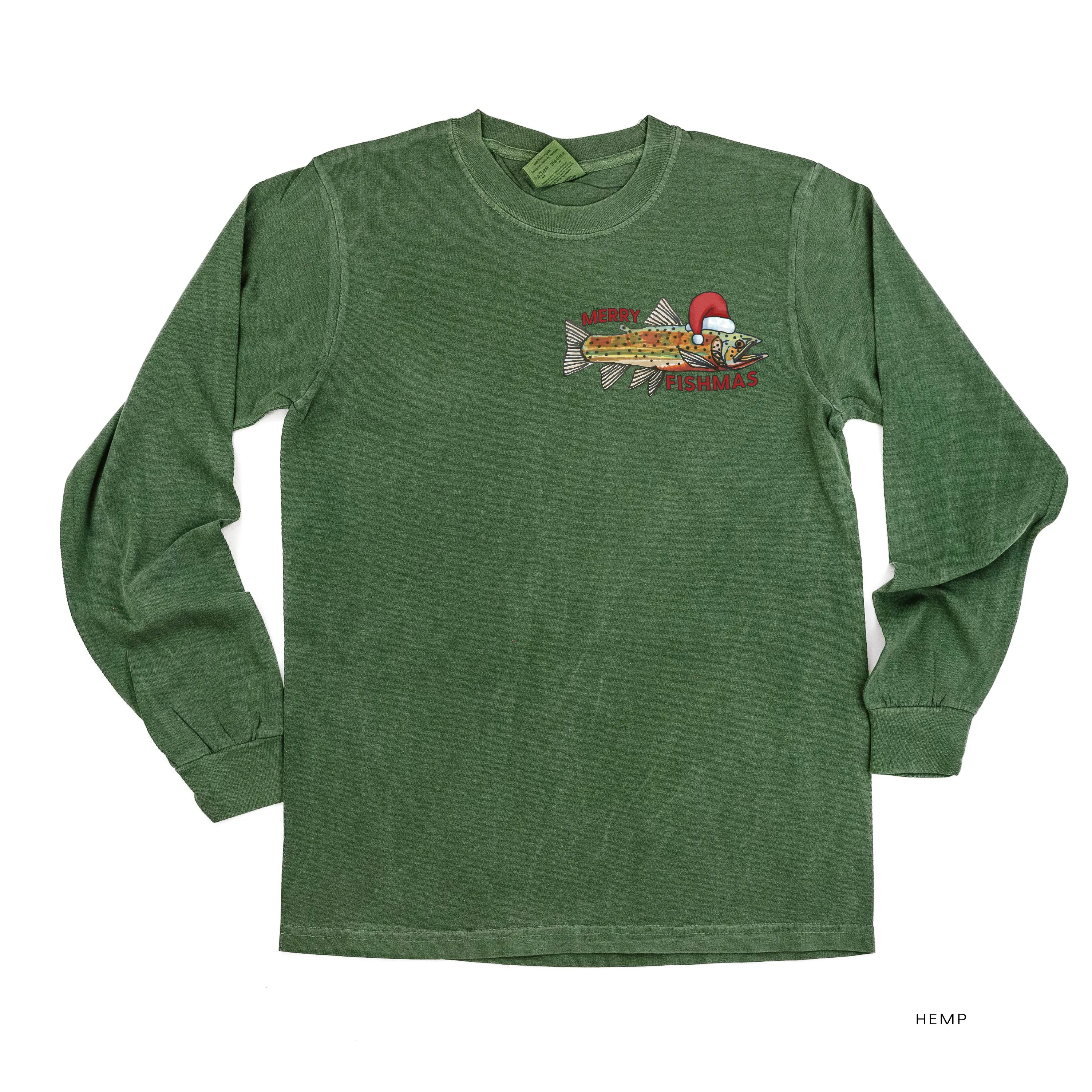 Merry Fishmas (pocket) - LONG SLEEVE Comfort Colors Tee