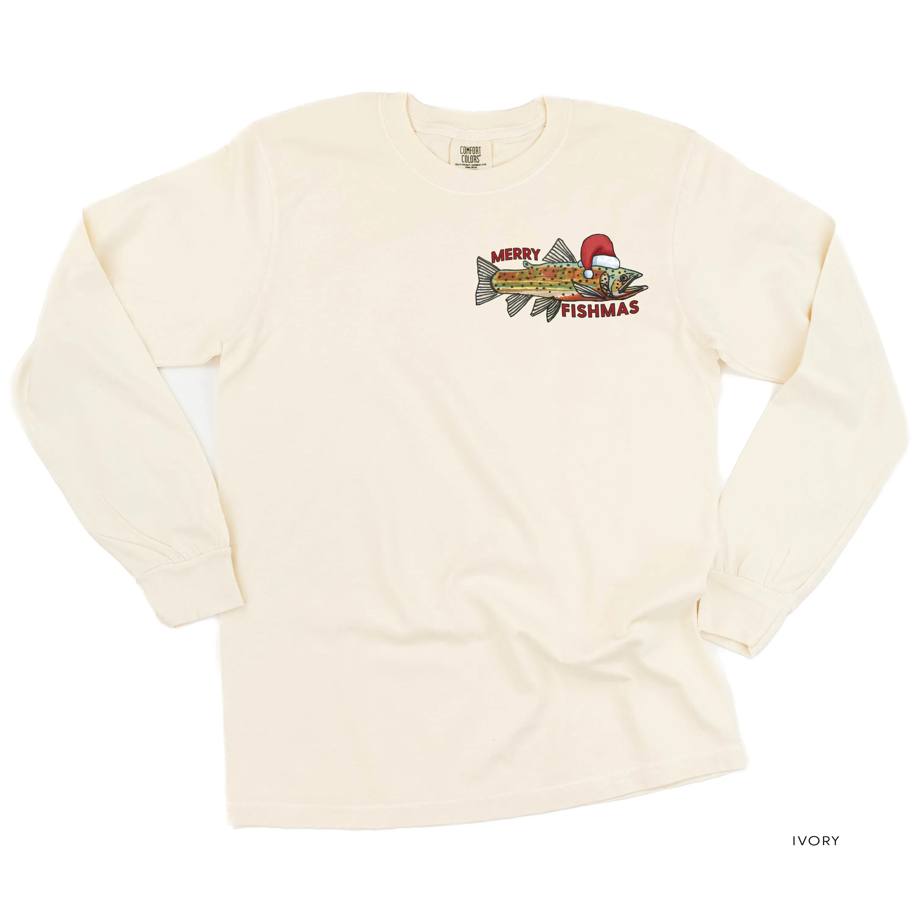 Merry Fishmas (pocket) - LONG SLEEVE Comfort Colors Tee