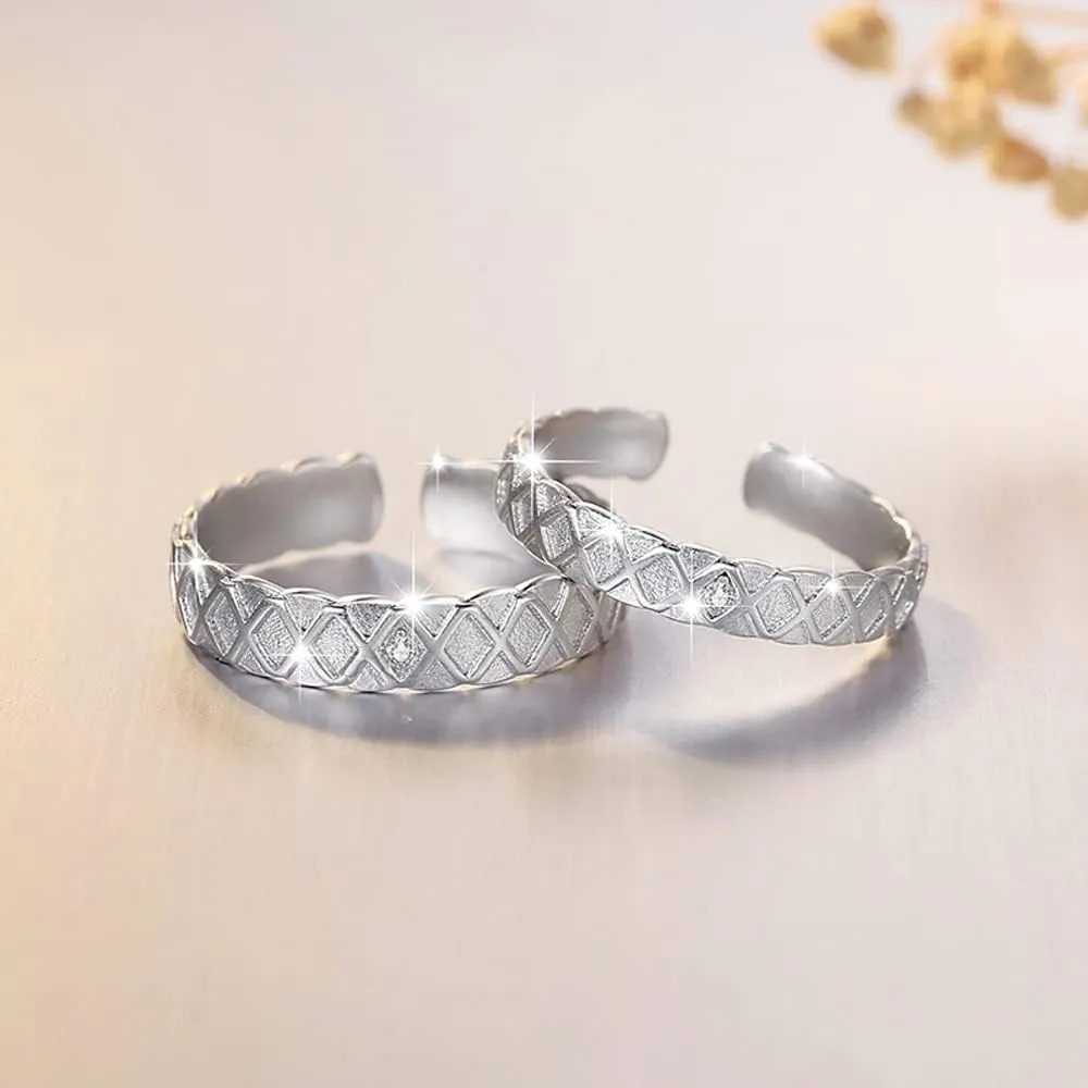 MIKAMU Couple Rings 925 Sterling Silver Adjustable Open Engagement Pair Rings Rings for Men fashion Rings for Women Wedding Promise Engagement Anniversary Ring