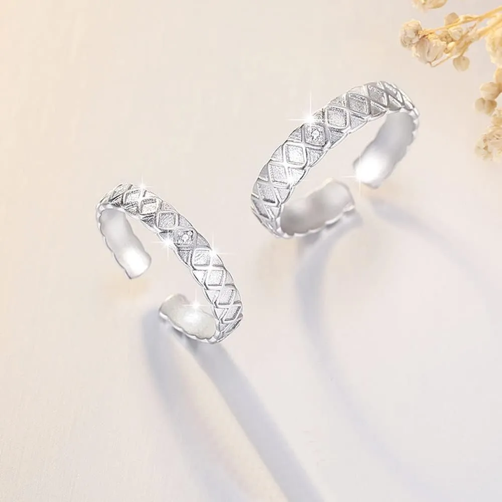 MIKAMU Couple Rings 925 Sterling Silver Adjustable Open Engagement Pair Rings Rings for Men fashion Rings for Women Wedding Promise Engagement Anniversary Ring