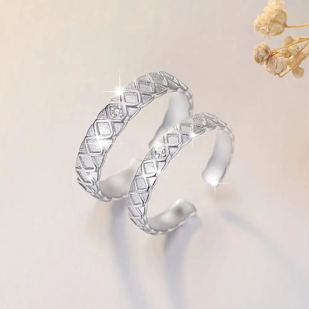 MIKAMU Couple Rings 925 Sterling Silver Adjustable Open Engagement Pair Rings Rings for Men fashion Rings for Women Wedding Promise Engagement Anniversary Ring