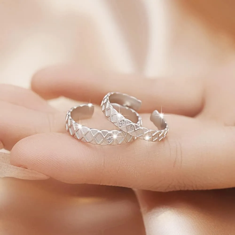 MIKAMU Couple Rings 925 Sterling Silver Adjustable Open Engagement Pair Rings Rings for Men fashion Rings for Women Wedding Promise Engagement Anniversary Ring