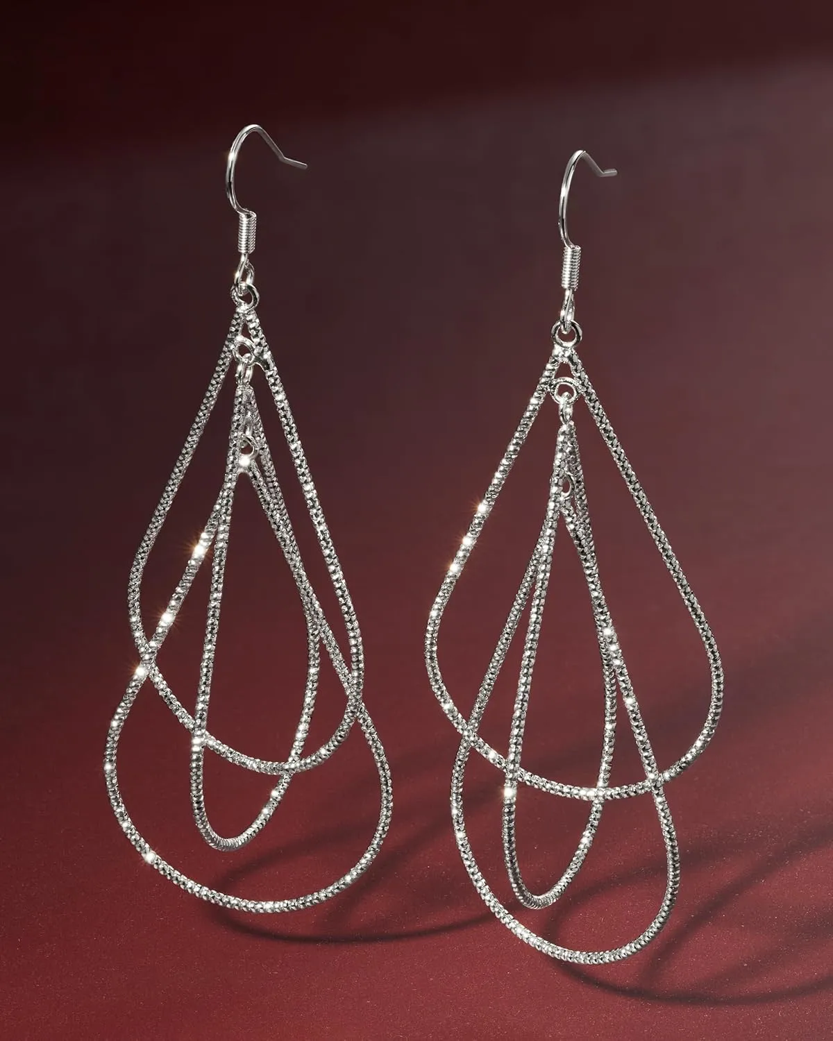 MILLA Teardrop Earrings - Designer Silver Statement Earrings or Gold Dangle Earrings for Women Trendy Upscale Dangly Earrings