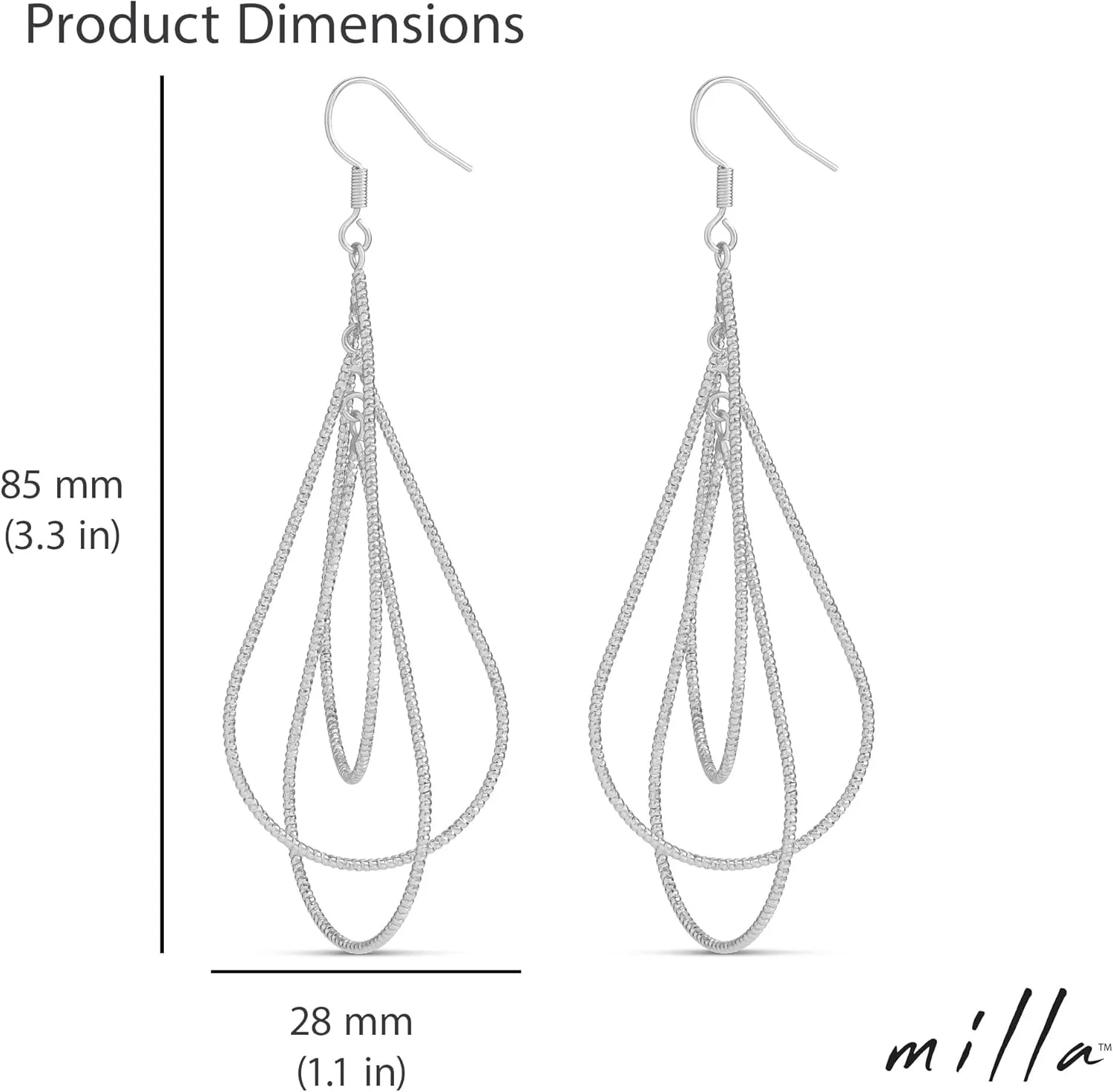 MILLA Teardrop Earrings - Designer Silver Statement Earrings or Gold Dangle Earrings for Women Trendy Upscale Dangly Earrings