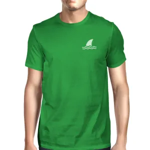 Mini Shark Green Mens Short Sleeve Tshirt Funny Design Tee For Him