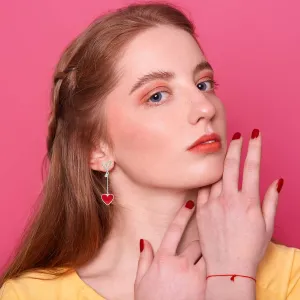 Mismatch Asymmetric Heart Dangle Earrings Love Drop Earrings Dangling Long Tassel Dangle Earrings Statement Dainty Party Birthday Mother's Day Holiday Gift for Women Girls Valentines Anniversary