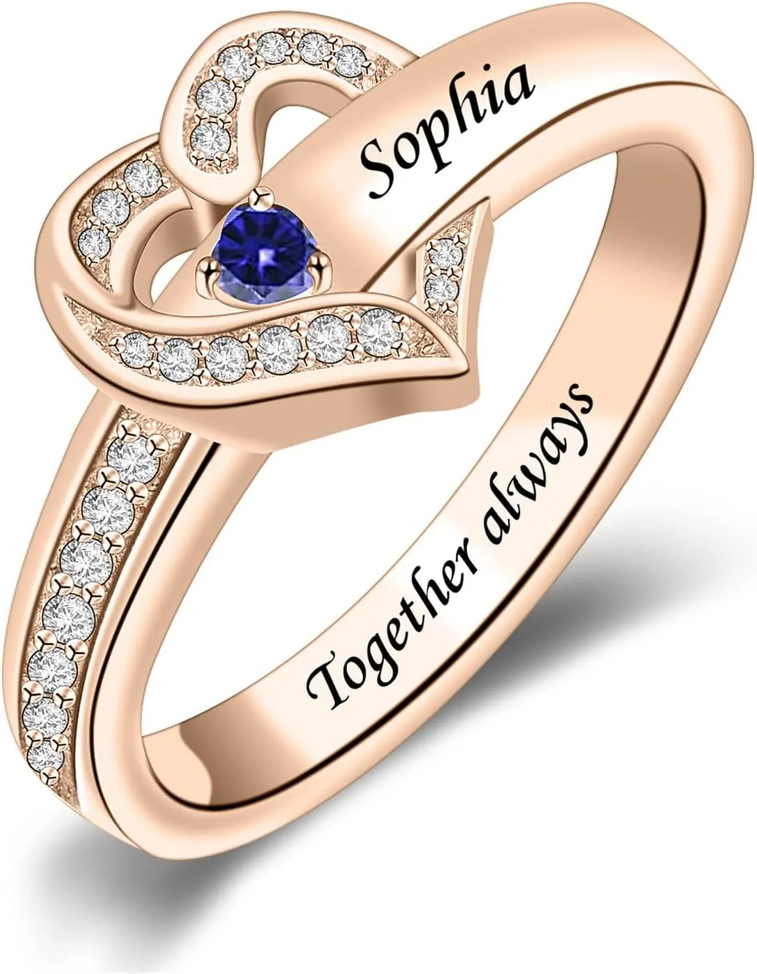 MissNaNa Personalized Birthstone Rings for Women Heart Rings Promise Rings for Her Couple Rings Personalized Gifts for Women Wife Lover Mothers Grandma Mom Daughter