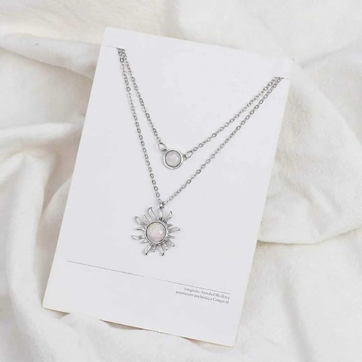 MJartoria Layered Choker Multi Chains Pendant Sun and Moon Charm Necklaces Jewelry Gifts for Women