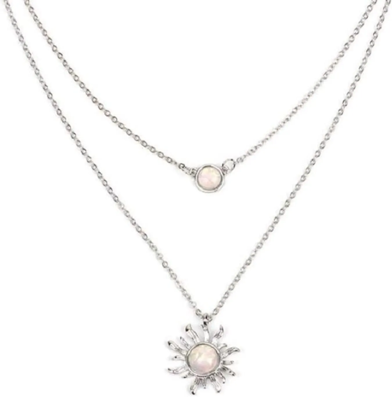 MJartoria Layered Choker Multi Chains Pendant Sun and Moon Charm Necklaces Jewelry Gifts for Women