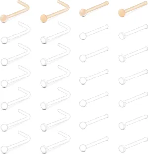 MODRSA Clear Nose Studs Clear Nose Rings for Work Plastic Nose Rings for Surgery Clear Nose Retainer Clear Earrings for Sports Plastic Belly Button Rings Clear Lip Piercing Clear Cartilage Earring
