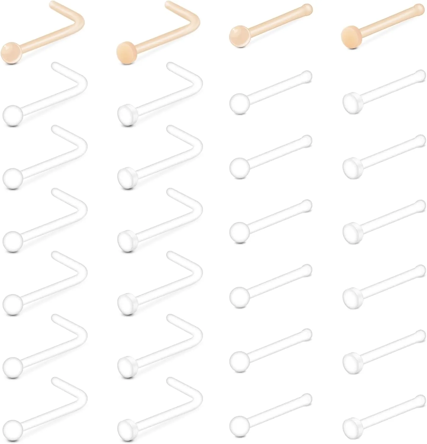 MODRSA Clear Nose Studs Clear Nose Rings for Work Plastic Nose Rings for Surgery Clear Nose Retainer Clear Earrings for Sports Plastic Belly Button Rings Clear Lip Piercing Clear Cartilage Earring