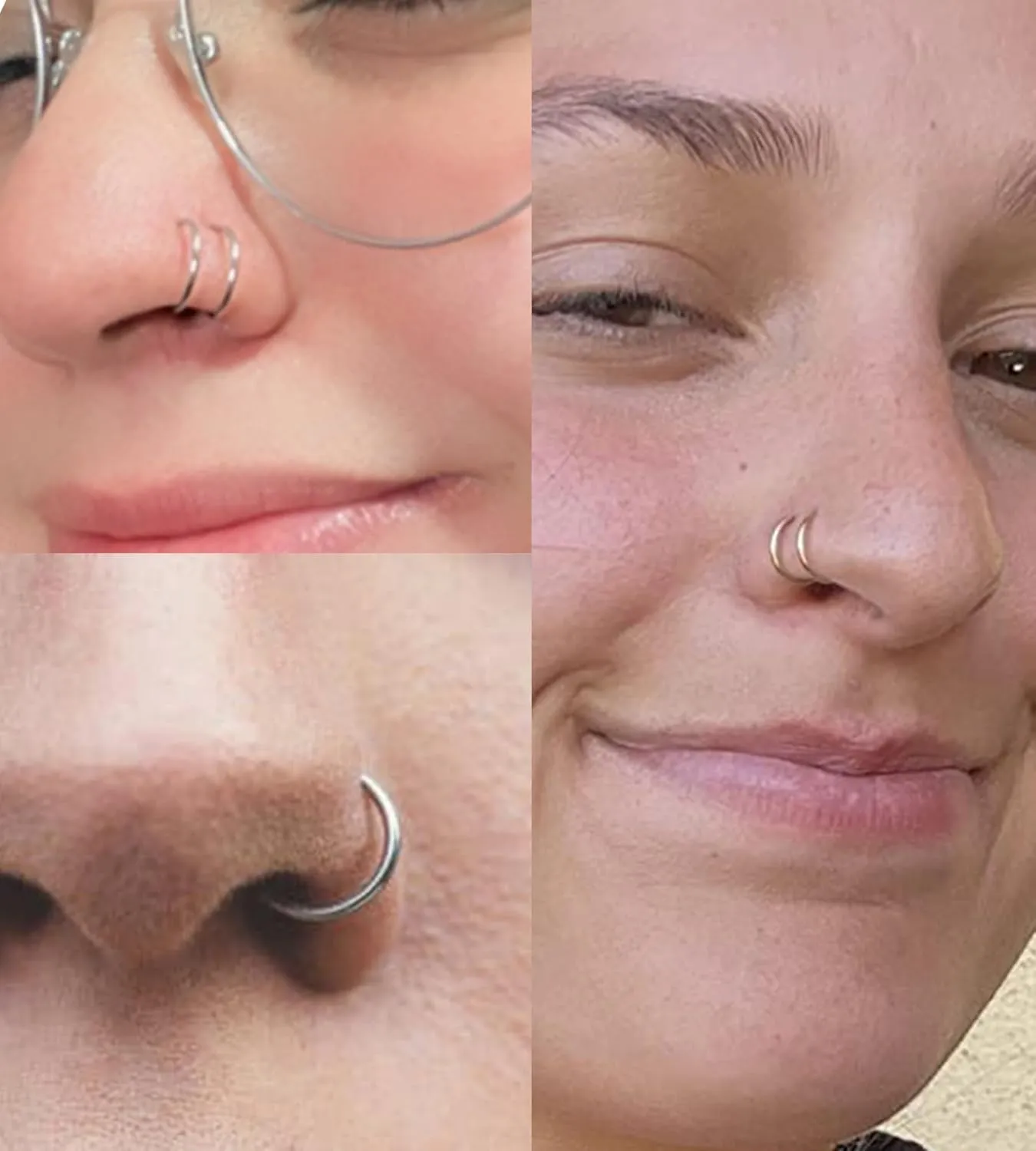 MODRSA Silver & Gold Threadless Nose Studs 20g & 18g Flat Back, Cartilage & Conch Earring Studs for Women 6mm & 8mm